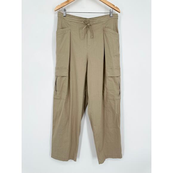 Athleta Paradise Straight Leg Cargo Pants Drawstring Waist Linen Blend Flax, NWT - Picture 5 of 14